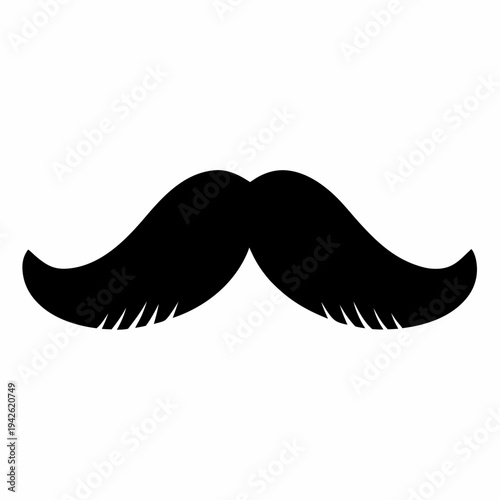 Silhouette image of a large elegant black mustache with curled edges