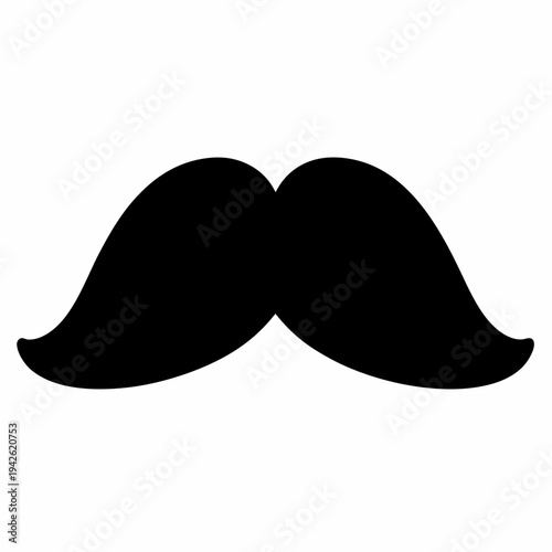 Elegant black mustache silhouette on a white background for design elements