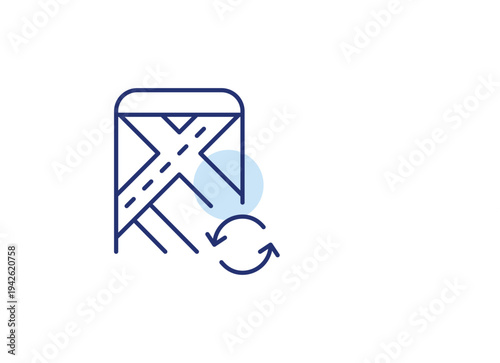 Navigation app on phone and renew arrows. Directions update, new apps downloaded. Pixel perfect, editable stroke vector icon