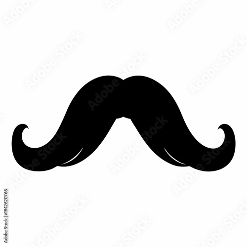Classic black handlebar mustache isolated on white background, a symbol of virility
