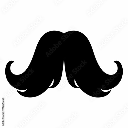 A classic black handlebar mustache isolated on white background a timeless icon