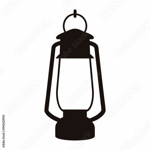 Black and White Silhouette of an Antique Kerosene Lantern for Light