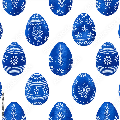 isolated clipart image of watercolor gouache blue and white borders strips folk easter basket geometric pattern tile vector icon monochrome simpl