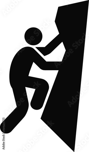 Black Silhouette Icon of a Rock Climber Scaling a Steep Cliff Representing Extreme Sports Determination Ambition and Overcoming Difficult Life Obstacles