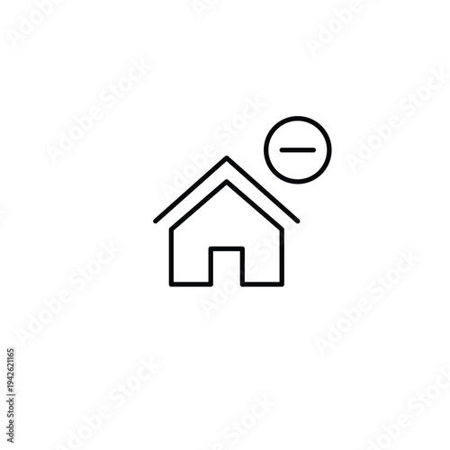 House and minus. Cancel property buying. Pixel perfect, editable stroke vector icon