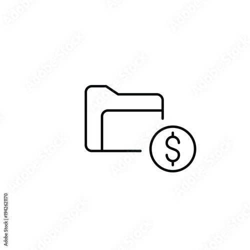Folder and dollar. Virtual storage payment and subscription costs. Pixel perfect, editable stroke vector icon