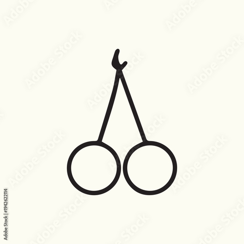 Minimalist Black Line Icon Of A Surgical Towel Clamp Instrument