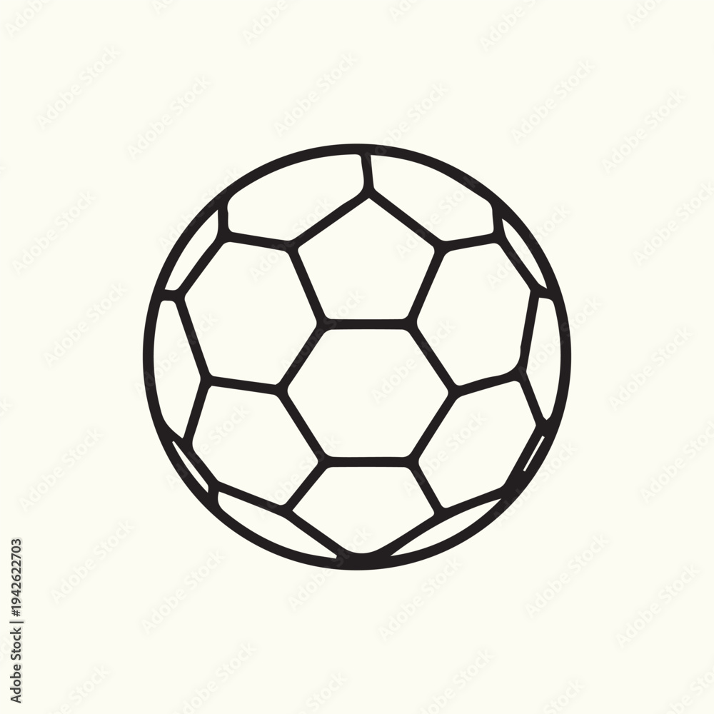 Naklejka premium Minimalist Soccer Ball Line Art Vector Icon For The Beautiful Game