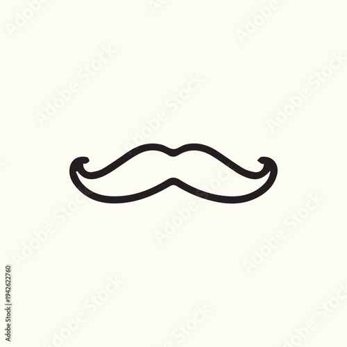 Elegant Black Handlebar Mustache Icon On A Simple Cream Background