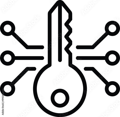 Digital Key Illustration, Secure Access Concept