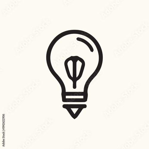 Simple Black Line Art Light Bulb Icon For Ideas And Innovation