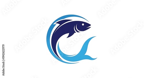 A blue fish swimming in a circular motion illustration