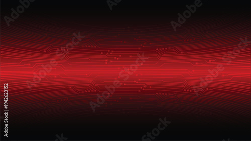 Futuristic red circuit board background with glowing lines and digital technology pattern in abstract cyber network design