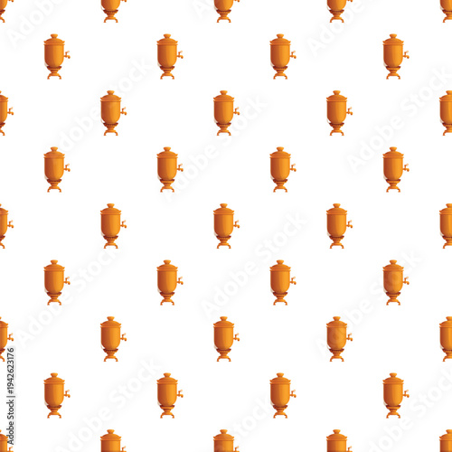 Samovars forming a repeating pattern, representing traditional russian tea culture and vintage design