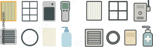 Different parts of an air conditioning system are shown, including filters, a thermostat, and a pump, emphasizing their importance in keeping indoor environments comfortable.