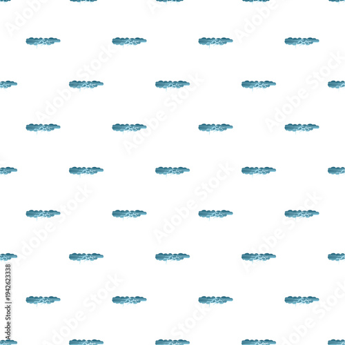 Abstract repeating pattern showing rows of stylized blue clouds on a white background