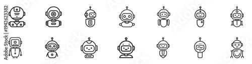 Robot AI Chatbot Thin Line Icon
