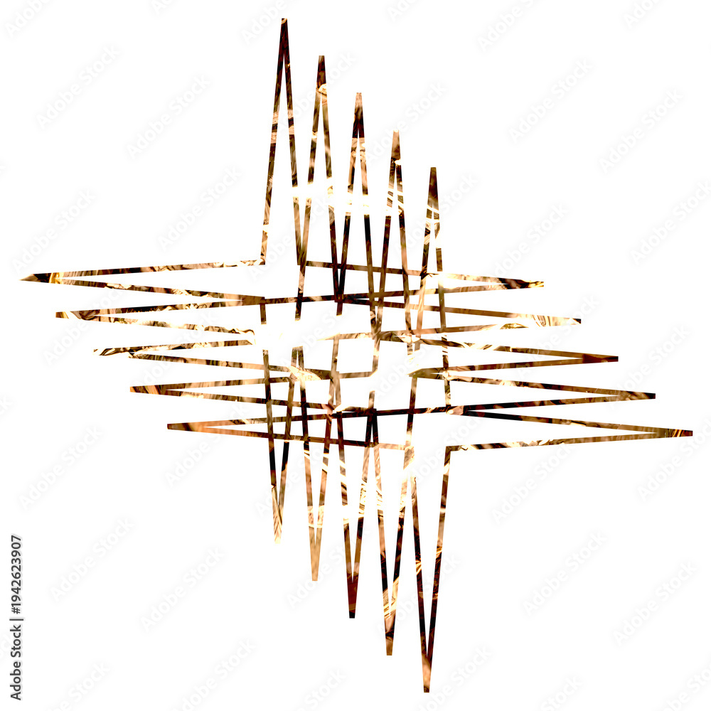 Fototapeta premium Abstract geometric pattern with a golden texture on a transparent background