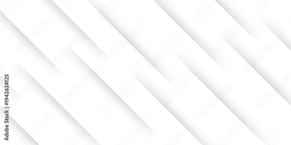 Fototapeta premium Abstract minimal white background with diagonal soft shadow lines. Clean geometric 3D pattern vector illustration.