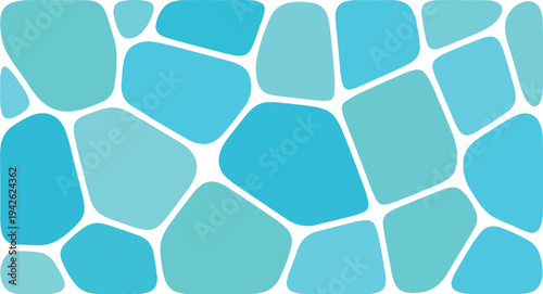 Vibrant mosaic pattern with organic shapes in various shades of blue, irregular tessellation background