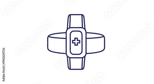 Medical cross symbol on a wearable device.