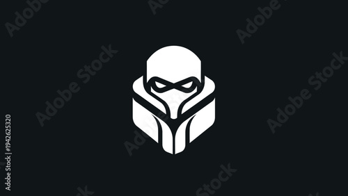 Modern minimalist ninja mask logo design.