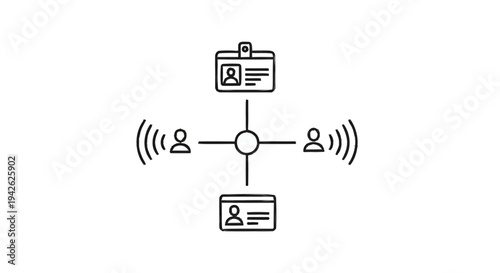 Network connection between people and identification cards.