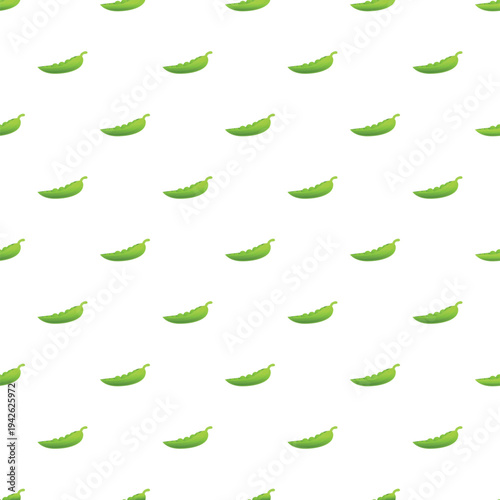 Green pea pods forming a repetitive geometric pattern on a white background