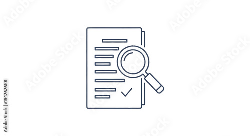 Magnifying glass over document with checklist and text.