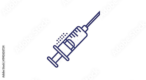 Medical Syringe Icon with Liquid and Bubbles.