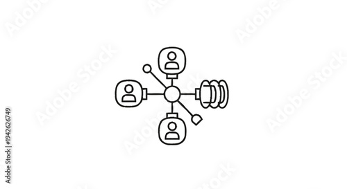 Network connection between people and technology hub.