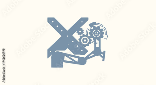 Mechanical Abstract Design with Gears and Structure.