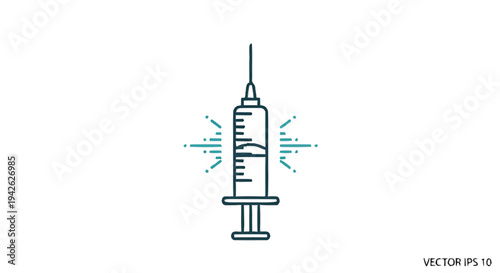 Medical Syringe Icon with Liquid and Sparkles.