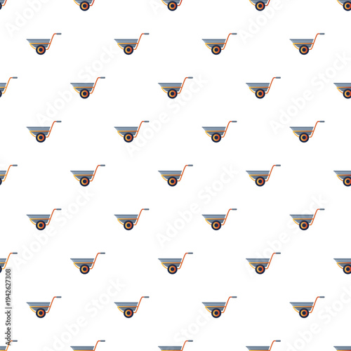 Wheelbarrow carts creating a continuous, repeating pattern on a white background