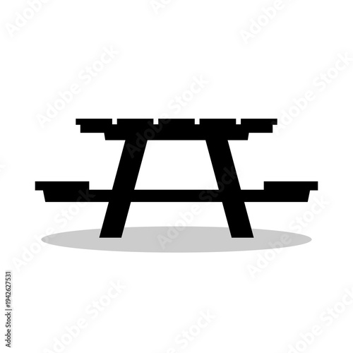 Picnic Table Icon with shadow