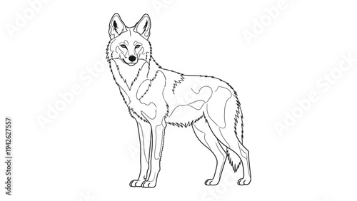 Coyote Illustration: A sleek, outlined illustration of a coyote, capturing the wild essence of the creature in a simple yet elegant manner.