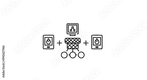 Network connection between devices and central server.