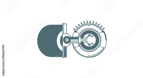 Mechanical Gear Mechanism With Rotating Wheel And Lever.