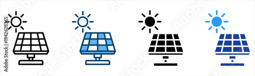 Solar Panel Icon Multiple Style Vector Collection   