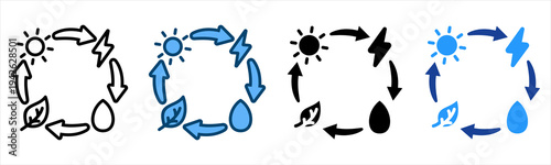 Sustainable Energy Icon Multiple Style Vector Collection   