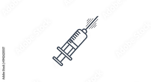 Medical Syringe Icon with Liquid Spraying Out.