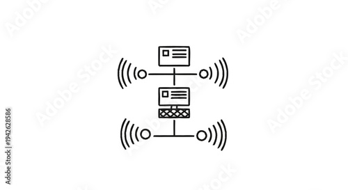 Network connection between devices with wireless signals.