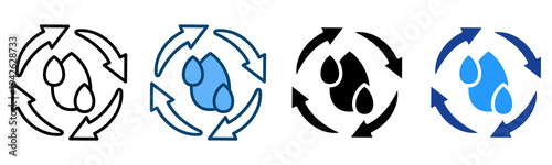Reuse Water Icon Multiple Style Vector Collection   