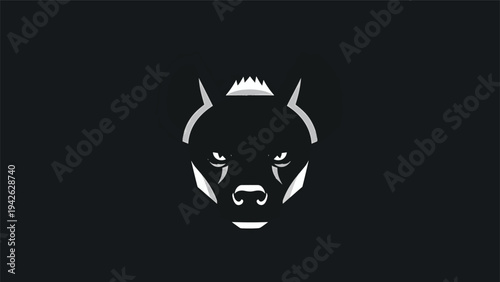 Minimalist White Hyena Head Logo Design.