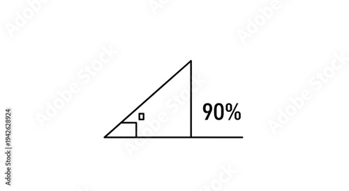 Basic geometric diagram showing a right-angled triangle with a ninety percent label illustrating mathematical principles and angles.