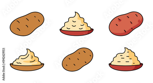 Mashed Potato Line art vector bold creative abstract illustration