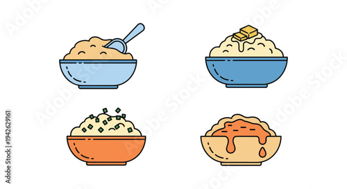 Mashed Potato Bowl Line art soft minimal abstract illustration