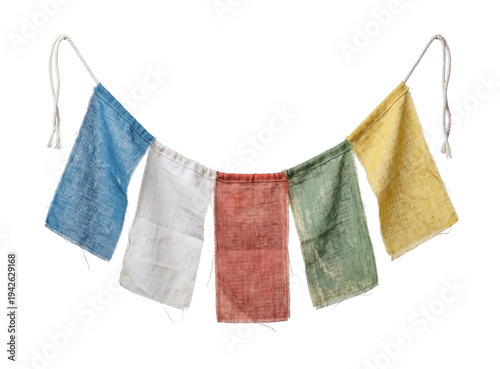 Tableau sur toile Colorful Tibetan prayer flags hanging on rope