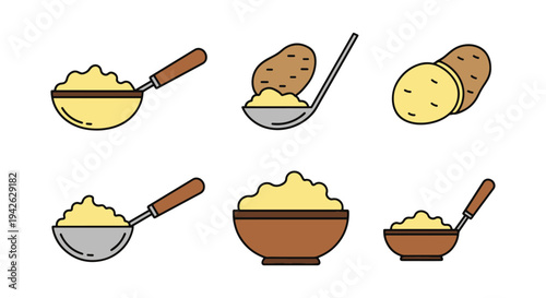 Mashed Potato Line art vector modern colorful abstract artwork illustration