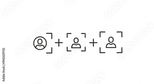 Multiple People Icons with Focus Boxes and Plus Signs.